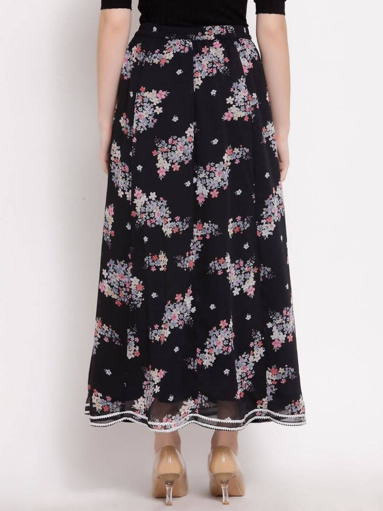 Myshka Women's Multi Georgette Na Na Printed Casual Skirt | Grocsy