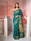 Exclusive Collection Beautiful Green Pure Cotton Woven Handloom Saree With Running Blouse Piece | Grocsy