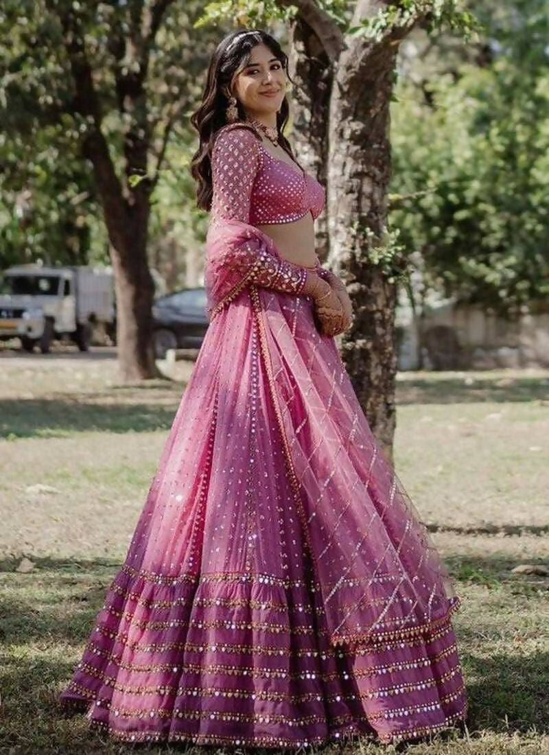 Lehenga Mart Pink Faux Georgette Designer Bollywood Style Wedding Wear Lehenga Choli | Grocsy
