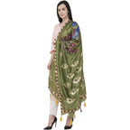 A R Silk Silk Peacock Multi Fancy Dupatta Color Mehendi Green Dupatta or Chunni | Grocsy