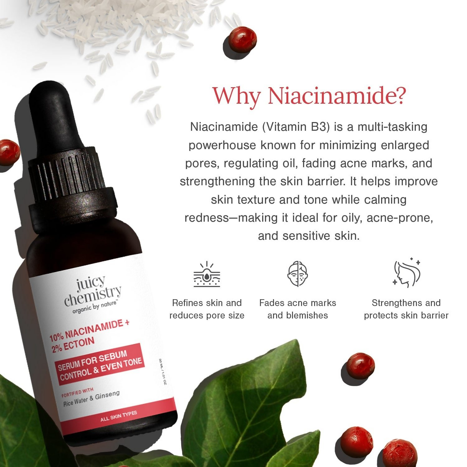 Juicy Chemistry 10% Niacinamide + 2% Ectoin Face Serum | Grocsy