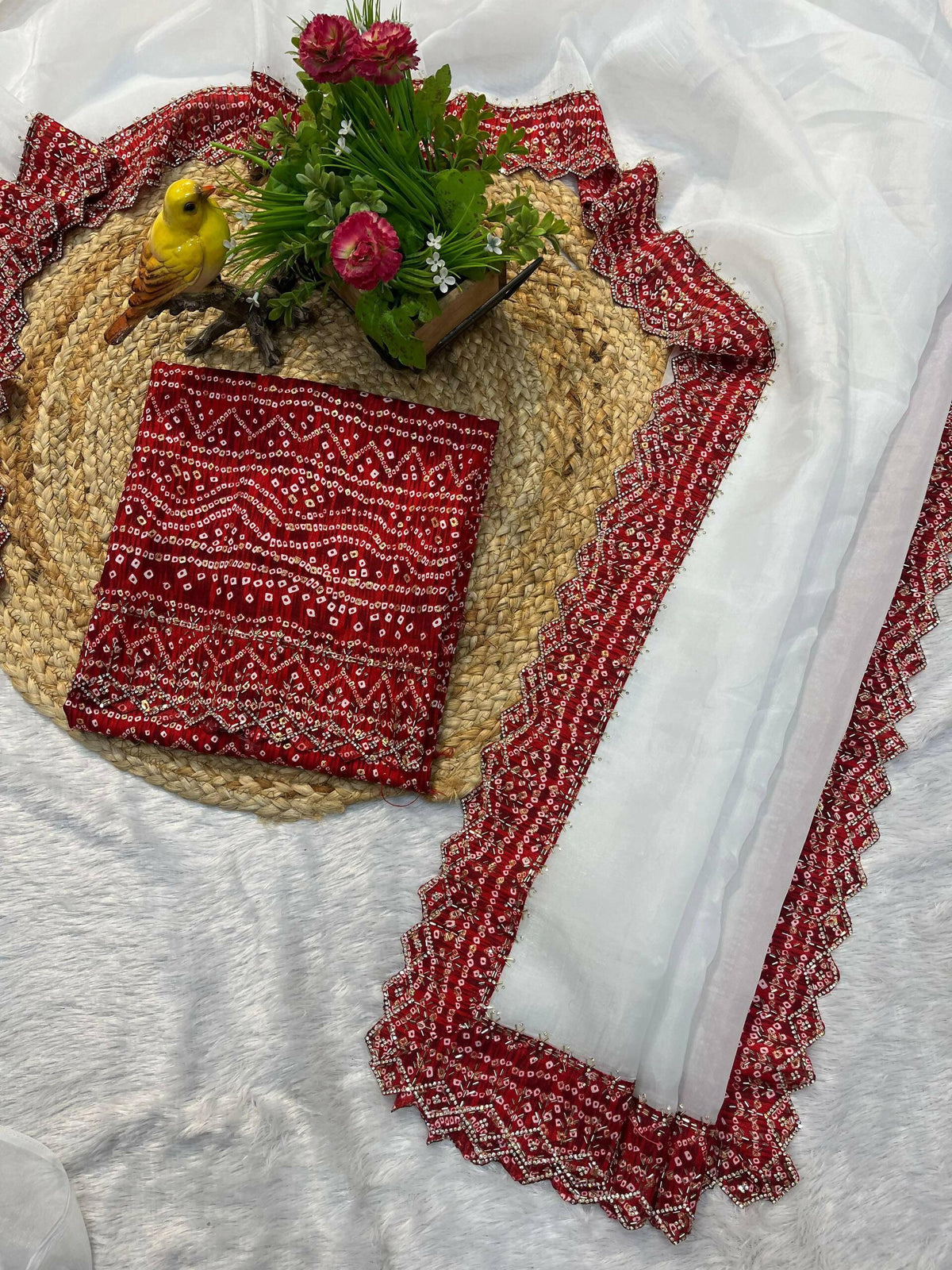 Joban Fashion White Tissue Gold Crush Party Wear Sarees | Grocsy