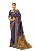 Joban Fashion Faux Chiffon Light Weight Saree Blue Colored With Zari Border Saree | Grocsy