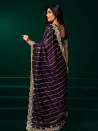 Joban Fashion Wine Net Party Wear Sarees | Grocsy