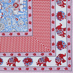 Rudra Bazaar Red Blue 210 TC Cotton Double King Bedsheet With 2 Pillow Covers | Grocsy