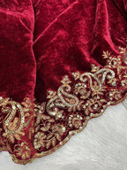 Joban Fashion Maroon 9000 Velvet Party Wear Sarees | Grocsy