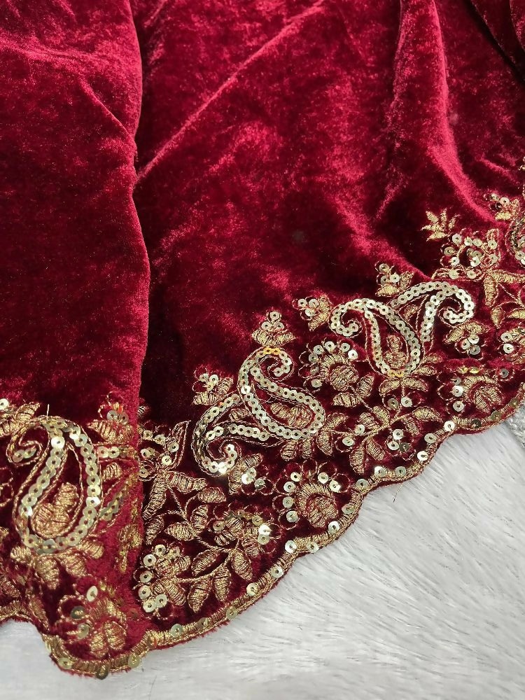 Joban Fashion Maroon 9000 Velvet Party Wear Sarees | Grocsy