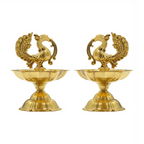 CraftVatika Pure Brass Diya, Peacock Design Brass Diya | Grocsy