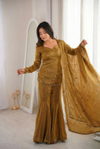 Teeya Creation Olive Fendy Silk Trending Party Wear Salwar Suit | Grocsy