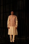 Brown Viscose Designer Printed Men's Kurta Set with Koti - Mahotsav | Grocsy