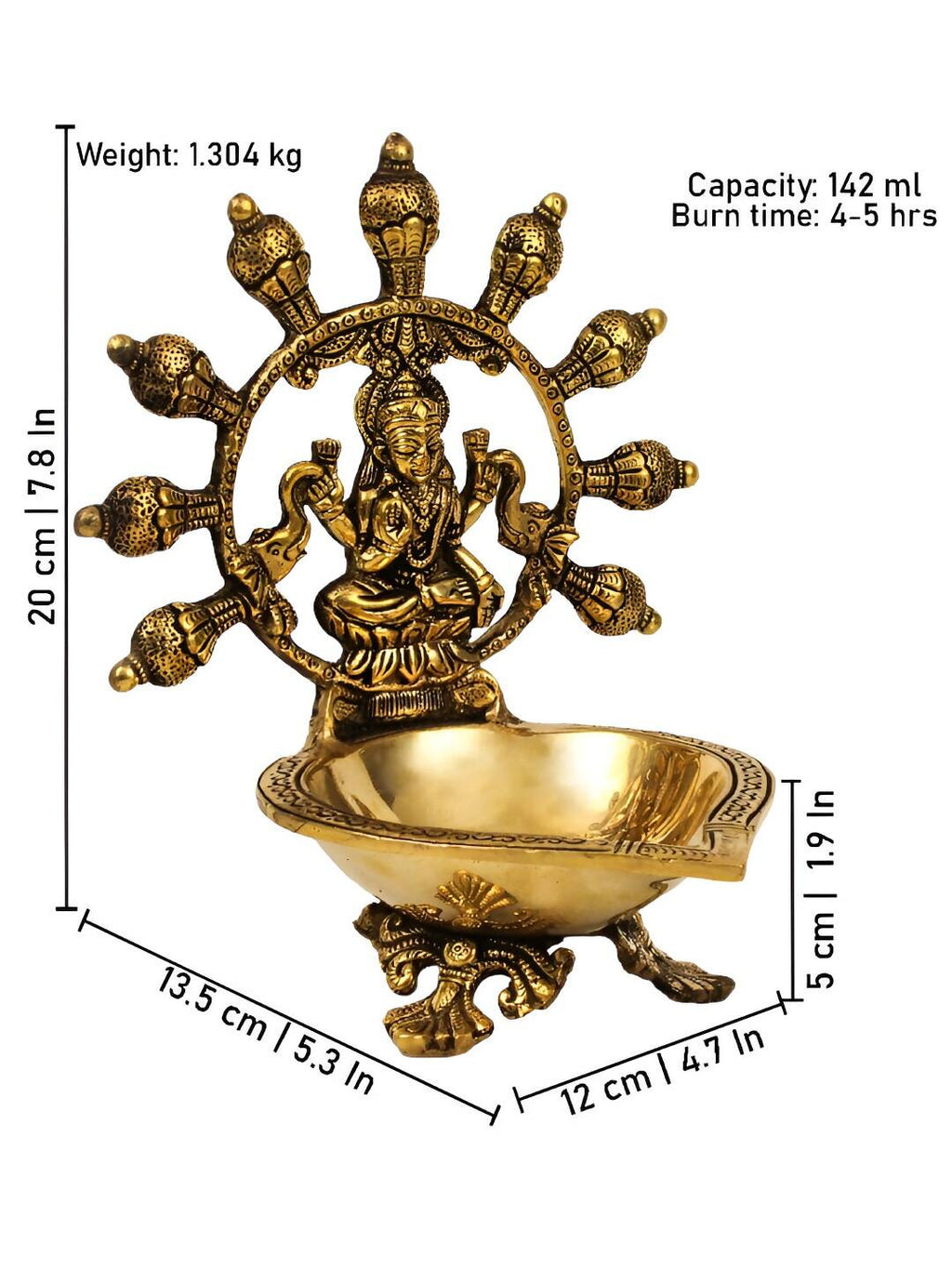 Spillbox Gold-Toned Brass Gajalakshmi Diya Pooja Essential | Grocsy