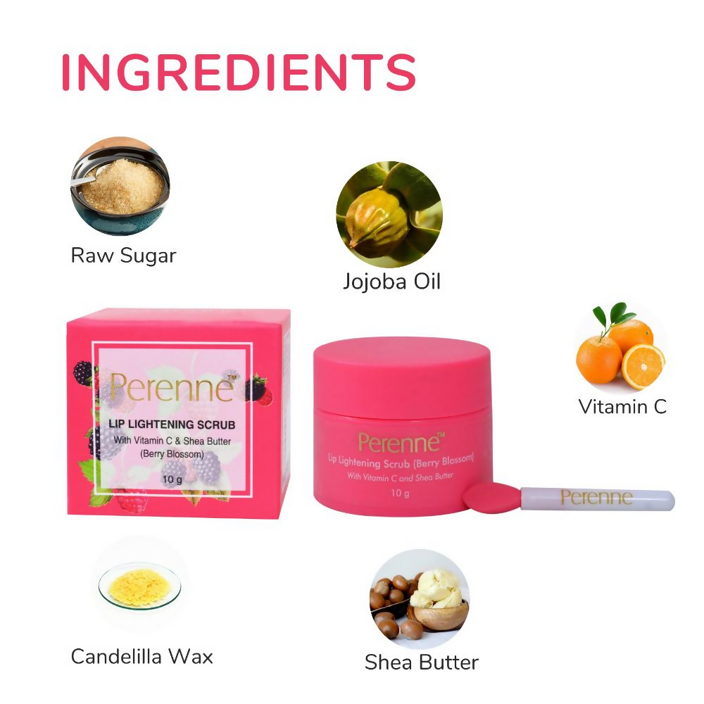 Perenne Lip Lightening Scrub With Vitamin C & Shea Butter - Berry Blossom | Grocsy