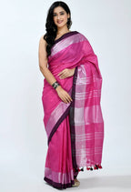 Mominos Fashion Moeza Bhagalpuri Handloom Silk Pink Saree | Grocsy