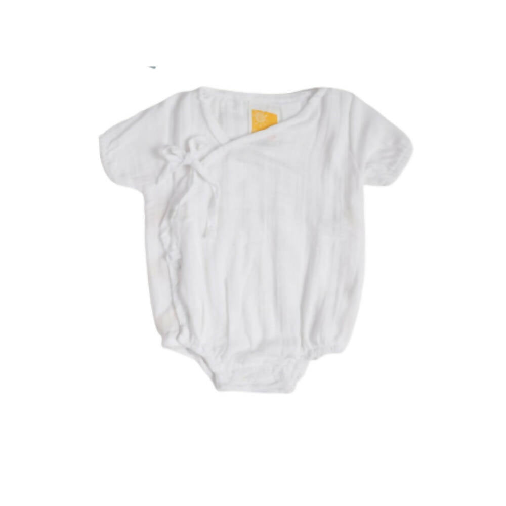 Sunshine Baby Cute Organic Muslin Cotton Kimono Rompers For Babies - White | Grocsy