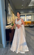 Jyoti Fashion Women's Off White Georgette Codding Thread with Sequins Embroidered Designer Lehenga Choli Set | Grocsy