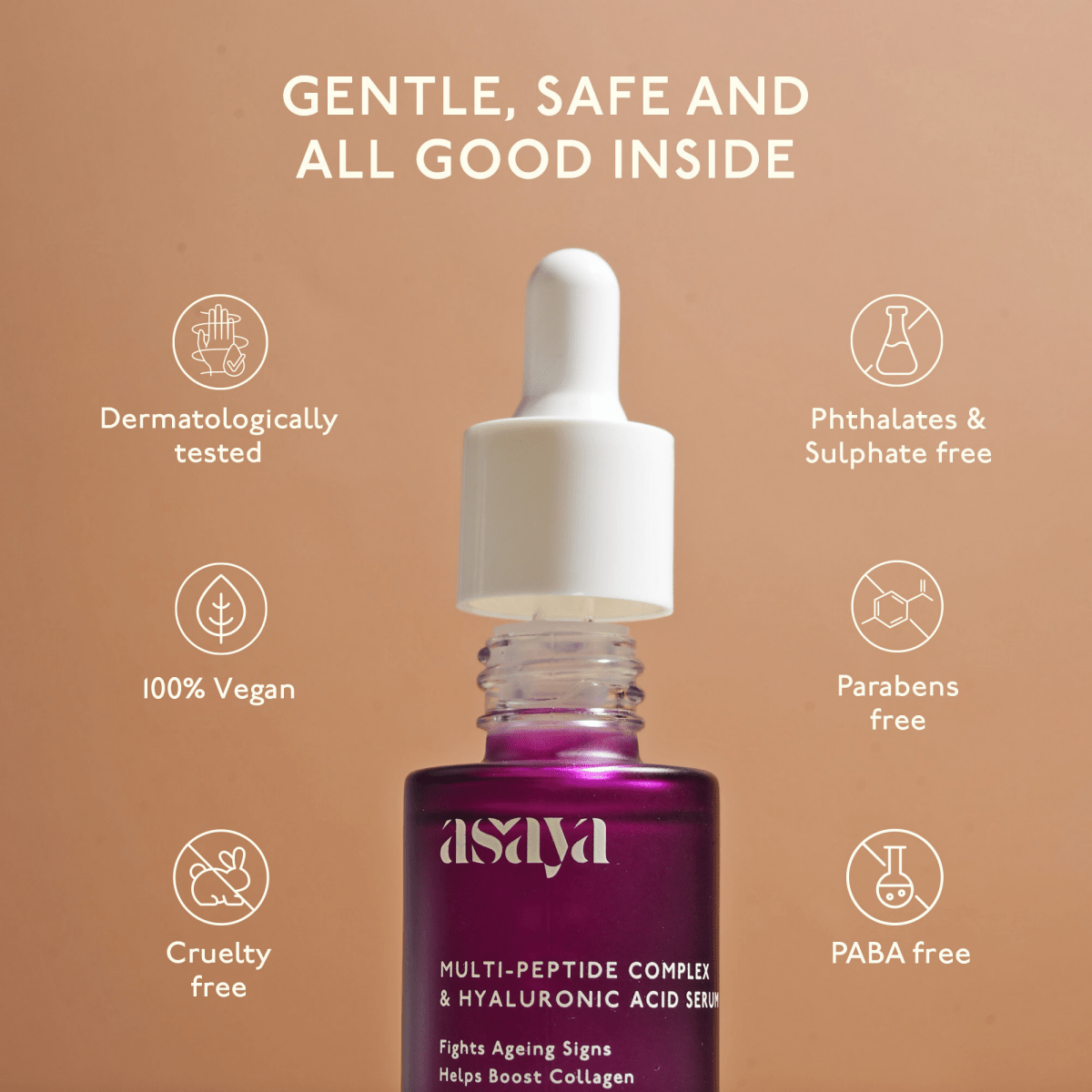 Asaya 5% Multi Peptide Serum With Hyaluronic Acid & Collagen Peptide Face Serum For Anti Ageing | Grocsy