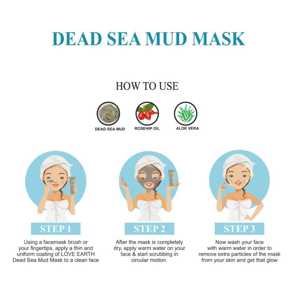 Love Earth Dead Sea Mud Mask with Argan Oil and Rosehip Oil | Grocsy