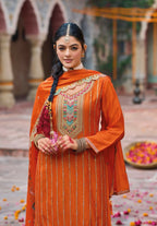 Anaita Coral Premium Embroidery Dhaga Sequin Work Ready Made Suit | Grocsy