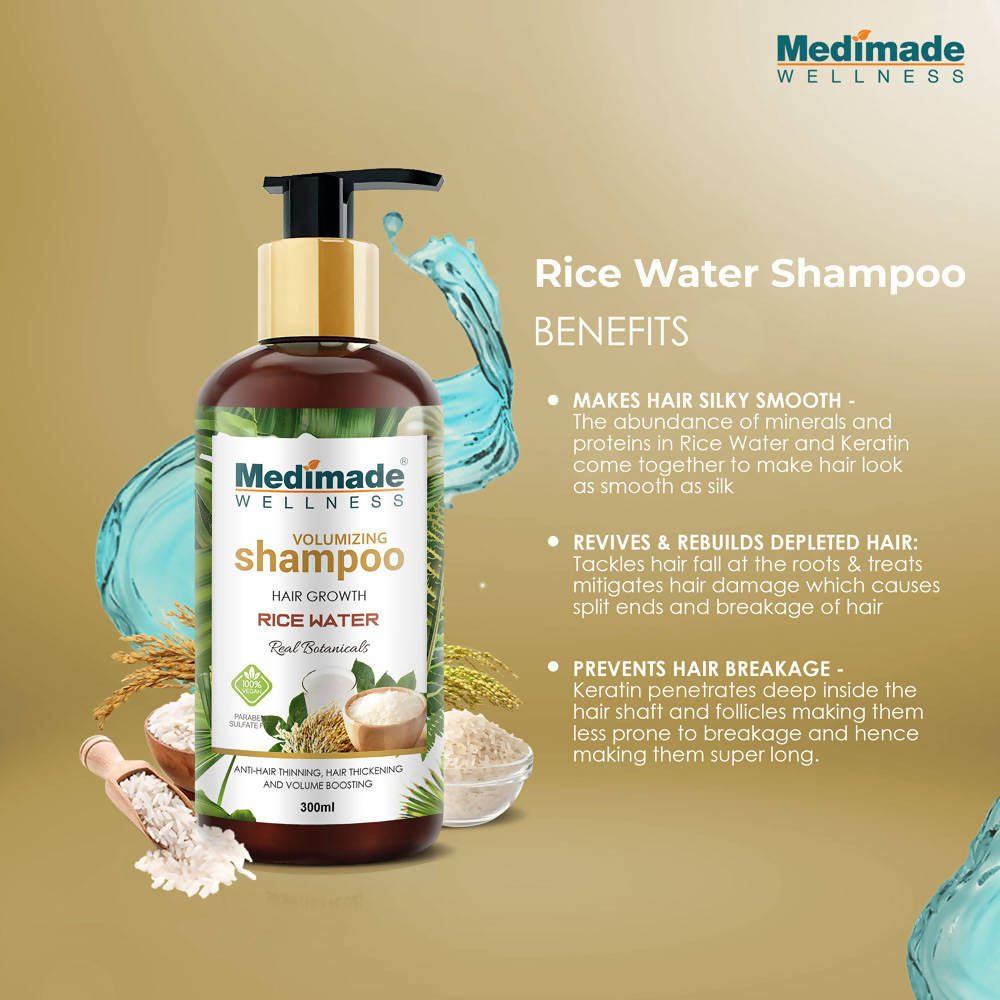 Medimade Wellness Volumizing Hair Growth Rice Water Shampoo | Grocsy