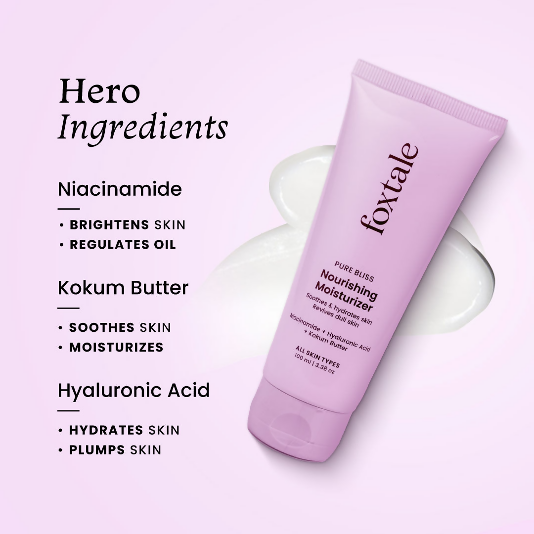 Foxtale Nourishing Face Moisturizer with Niacinamide for 24 Hr Hydration & Lightweight | Grocsy