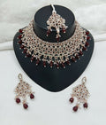 Joban Fashion Women Maroon Stone Work Necklace Set | Grocsy