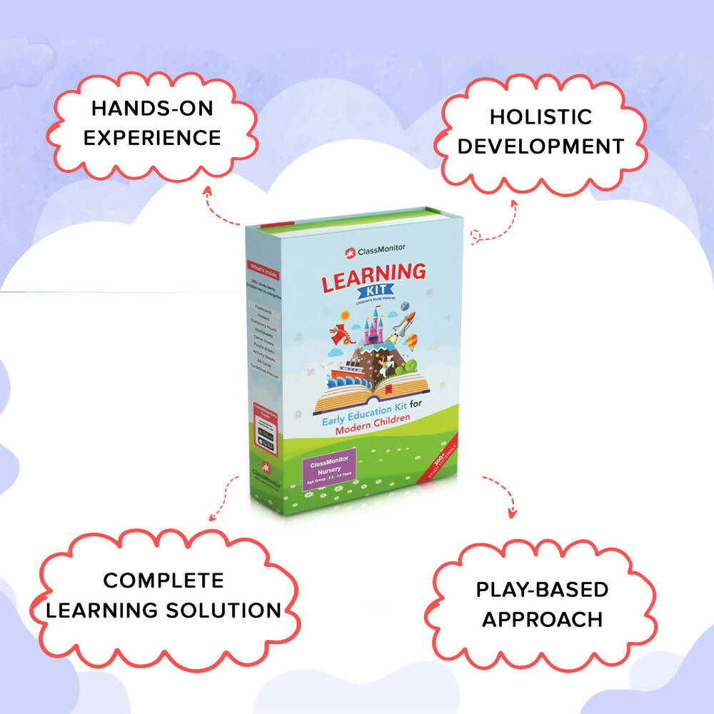 ClassMonitor KG1 Learning Educational Kit with Free App with 300+ Early Preschool Learning Activity Worksheets for kids of Age 3.5 - 4.5 Years | Grocsy