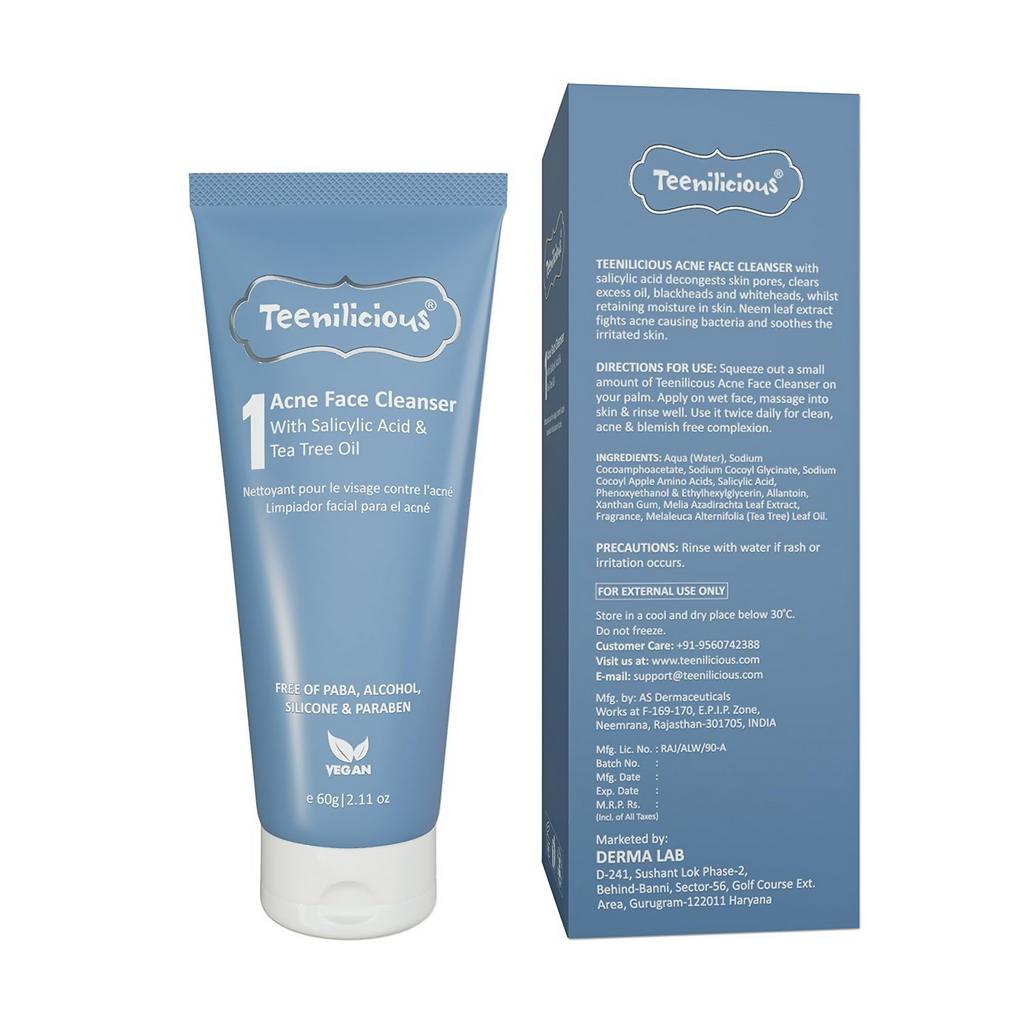 Teenilicious Acne Face Cleanser With 1.5% Salicylic Acid & Tea Tree Oil | Grocsy