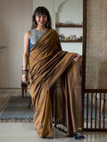 Suta Brown Solid Cotton Blend Saree | Grocsy