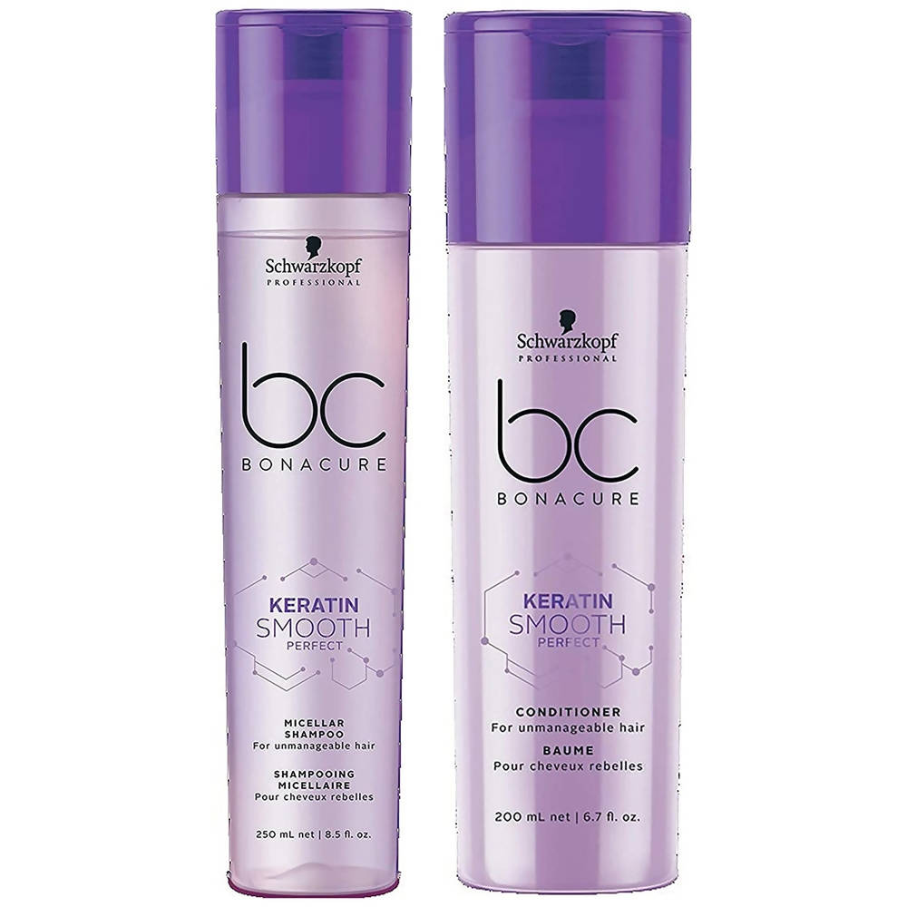 Schwarzkopf Professional BC Bonacure Keratin Smooth Perfect Micellar Shampoo & Conditioner Combo | Grocsy