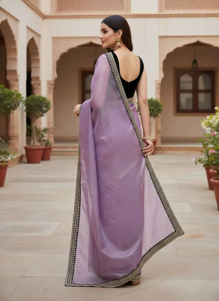 Joban Fashion Wine Soft twill Net Party Wear Sarees | Grocsy