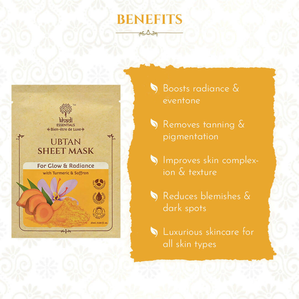 Khadi Essentials Ubtan Serum Sheet Mask | Grocsy