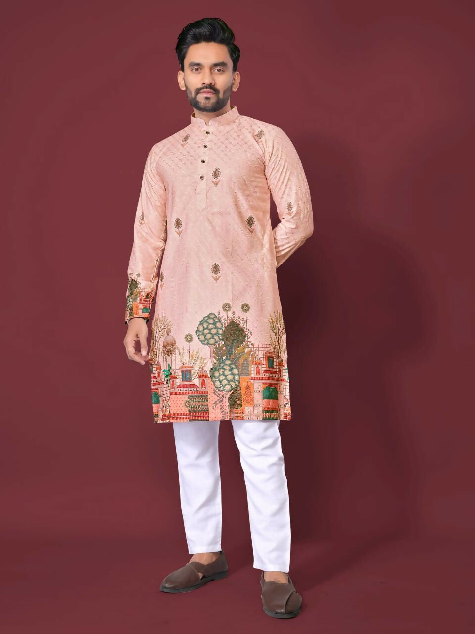 Anaita Light Pink Multicolour Kurta | Grocsy