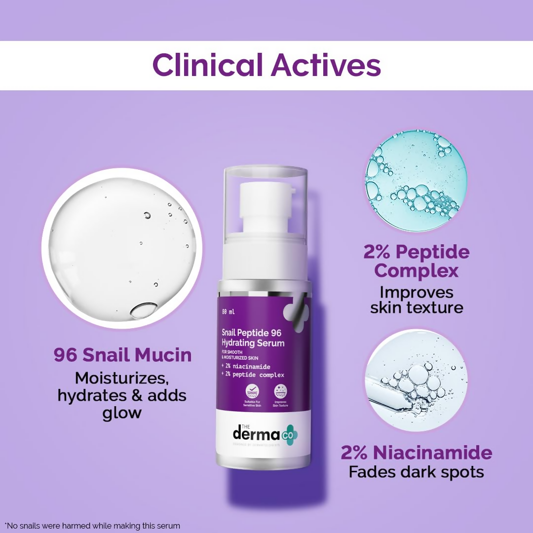 The Derma Co Snail Peptide 96 Hydrating Serum With Niacinamide & Peptide Complex For Smooth & Moisturized Skin | Grocsy