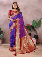 Aastha Fashion Violet Silk Sarees Weaving Saree | Grocsy