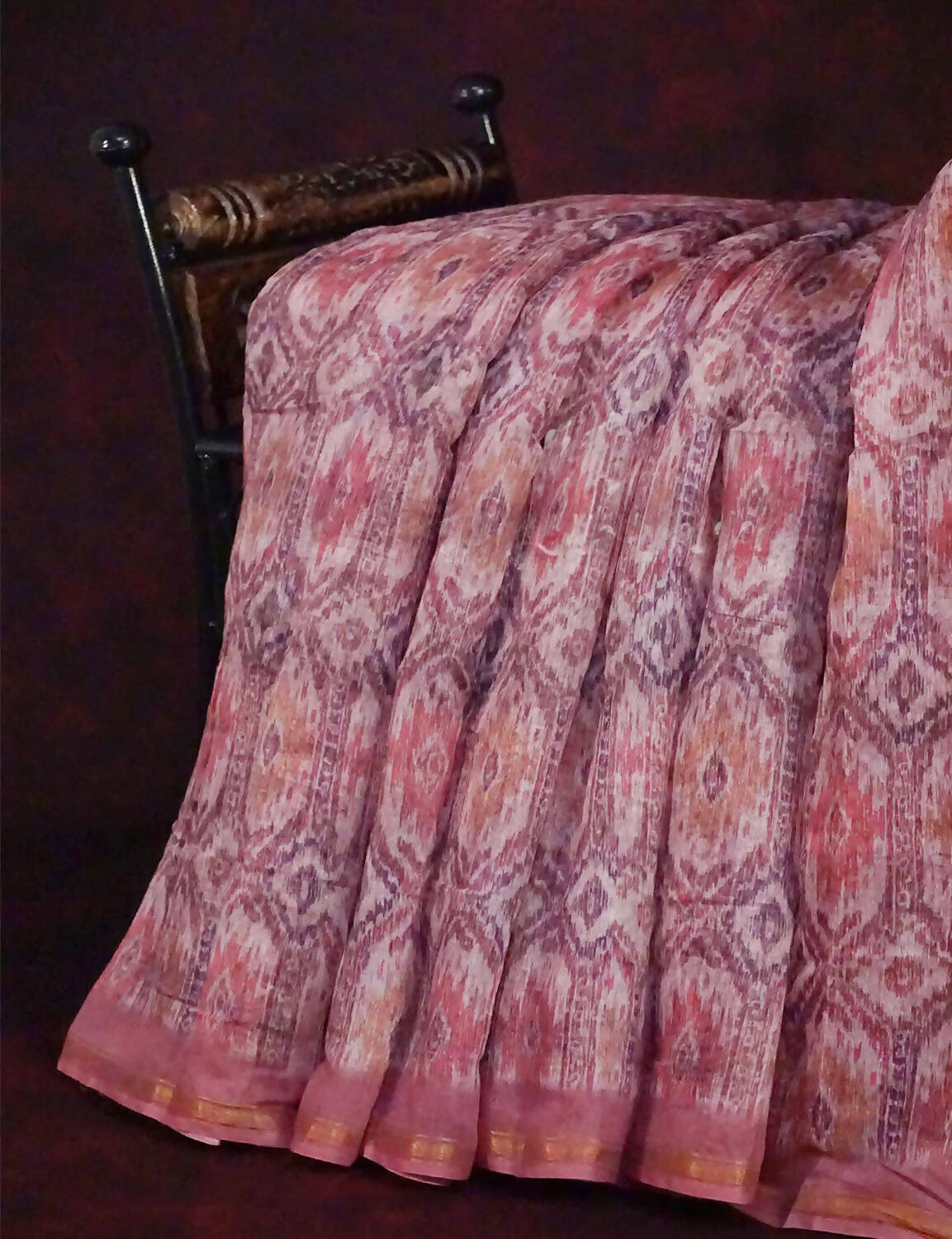 Red Onion Pink Colour Printed Semi Chanderi Design Saree By Gayathri Reddy Designer Studio | Grocsy