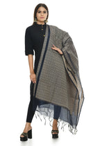 Mominos Fashion Moeza Handloom Cotton Navy Blue Dupatta For Women | Grocsy