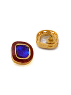 Ruby Raang Blue and Red Meenakari Kundan Necklace with Earrings & Maang Tikka | Grocsy
