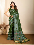 Green Soft Silk Woven Meenakari Designer Saree - Vedanti | Grocsy