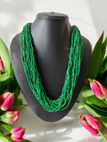 Inhanns Handmade Beaded Multilayer Necklace, 20 Layers - Green | Grocsy