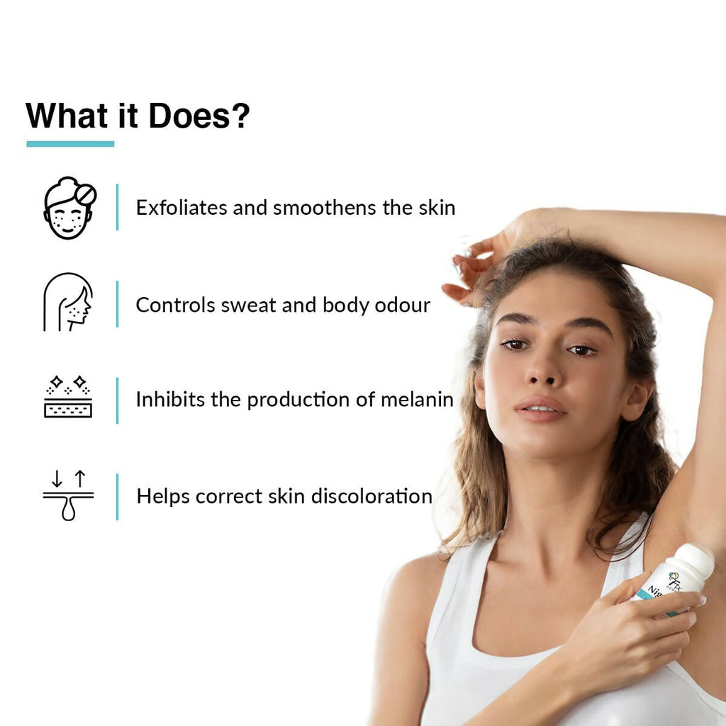 Fixderma Nigrifix Underarm Lightening Roll on with 6% AHA, Lactic Acid & 1% Mandelic Acid, Brightens Skin & Exfoliates Underarm | Grocsy