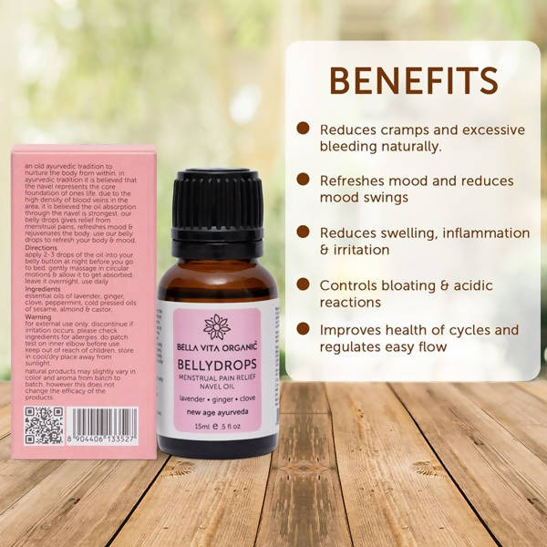 Bella Vita Organic Belly Drops Menstrual Pain Relief Navel Oil | Grocsy