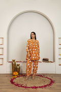 Joban Fashion Peach Hand Block Print Cotton Kurta Set | Grocsy