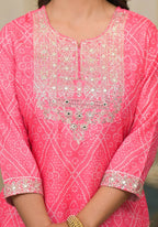 Partywear Designer Pink Cotton Stitched Suit With Dupatta - Tanisha | Grocsy