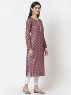 Myshka Multi Printed Polyester Full Sleeve Round Neck Casual Kurta | Grocsy