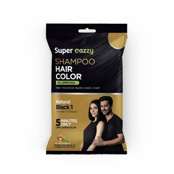 VCare Super Eazzy Hair Color Shampoo - Natural Black1 | Grocsy