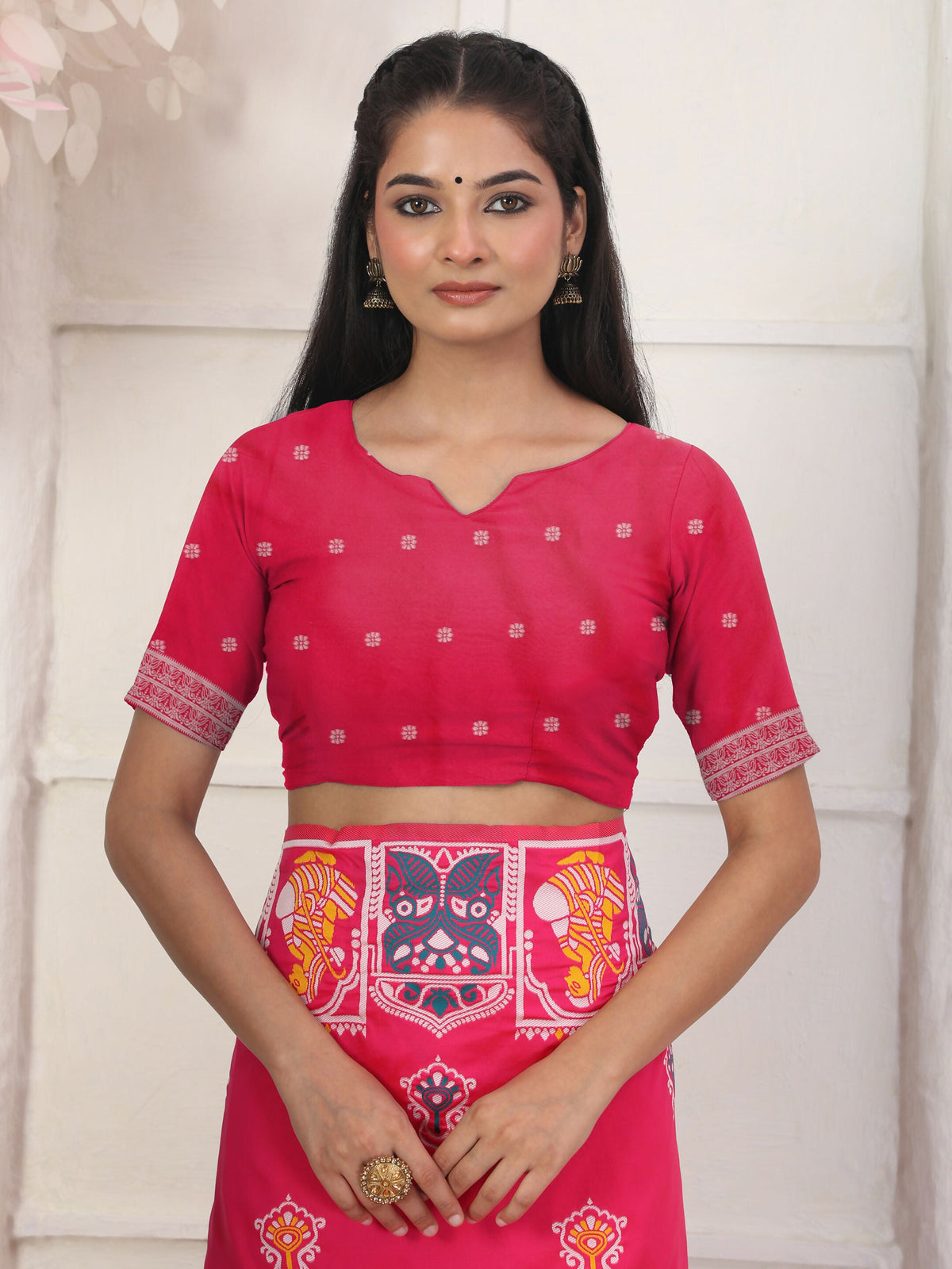 Shree Shyam Fashion Silk Blend Pink Saree | Grocsy