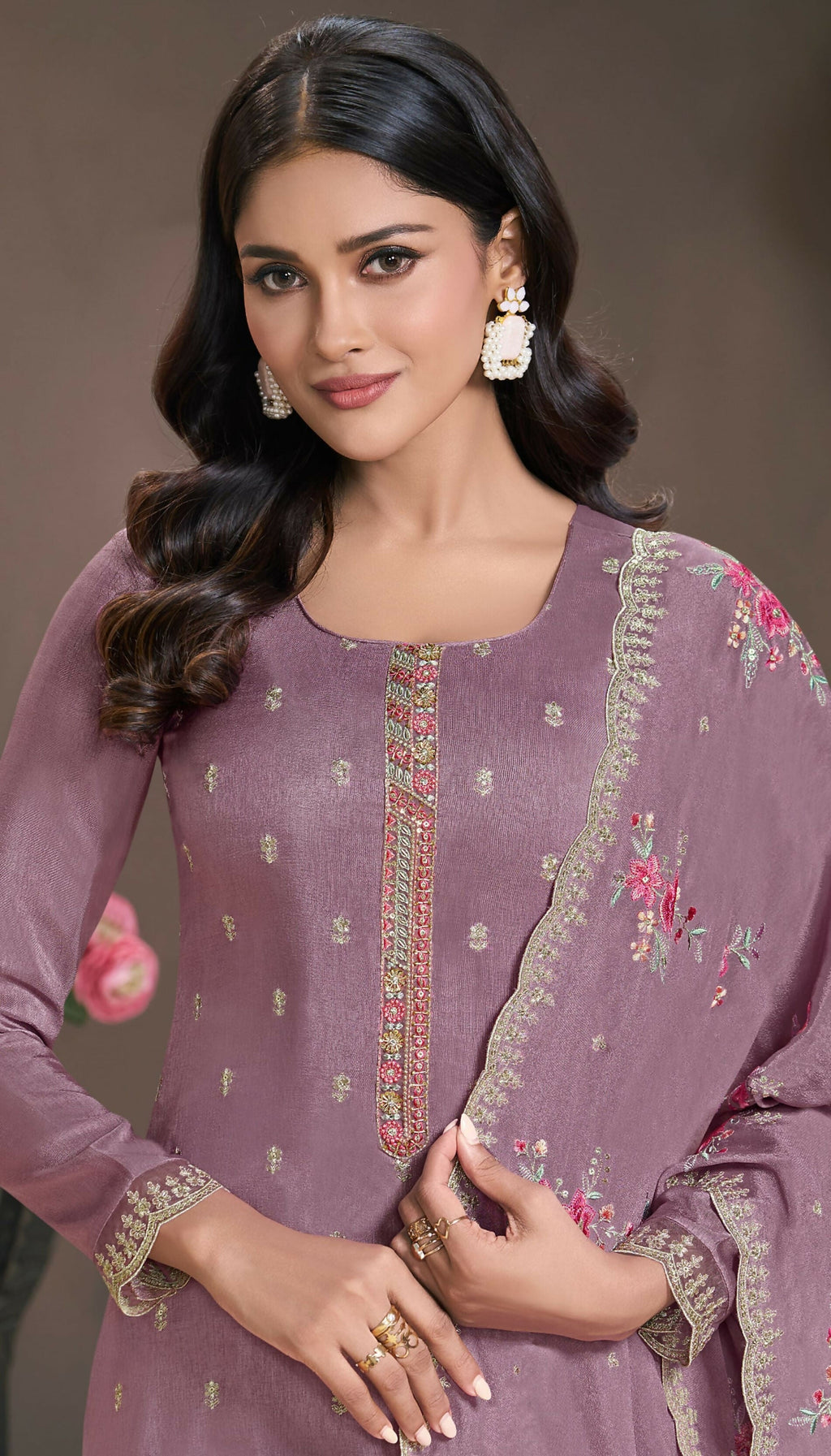 Anaita Purple Silk Embroidered Stitched Salwar Suit | Grocsy