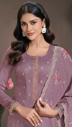 Anaita Purple Silk Embroidered Stitched Salwar Suit | Grocsy