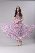 Souchii Lavender Floral Chiffon Dress -Souchii | Grocsy