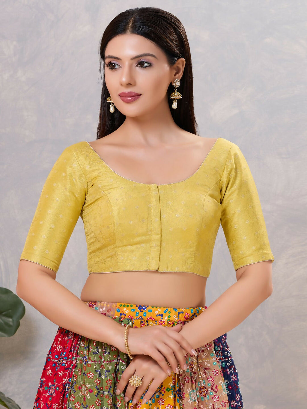 Joban Fashion Women Silk Yellow Stitched Blouse | Grocsy